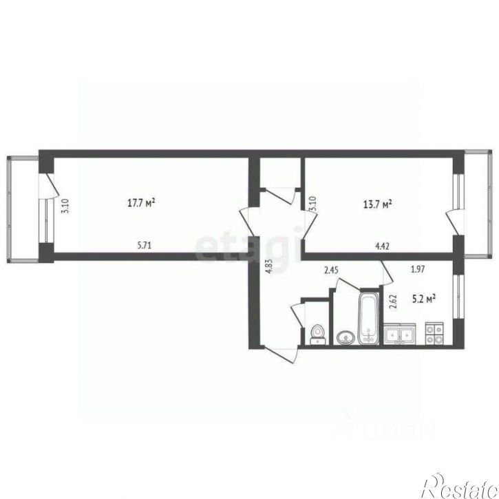 2-комн квартира улица Аллея Строителей, 3,  д. 3