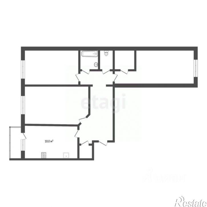 3-комн квартира Железнодорожная улица, 58,  д. 58