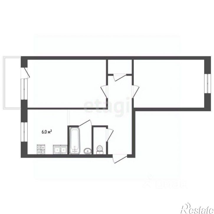 2-комн квартира улица Юлиуса Фучика, 15,  д. 15