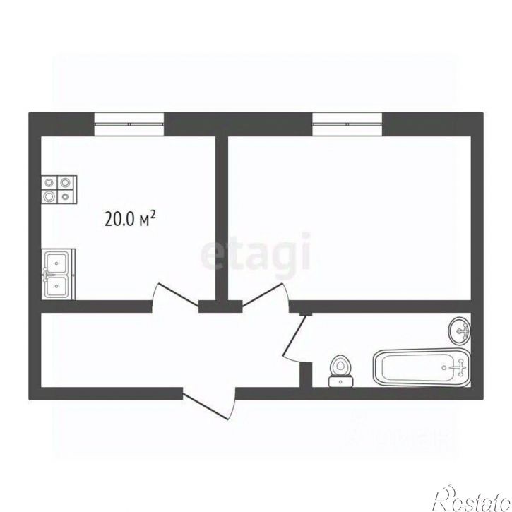 1-комн квартира Железнодорожная улица, 58,  д. 58