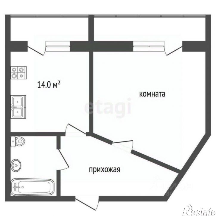 1-комн квартира улица Булгакова, 7,  д. 7