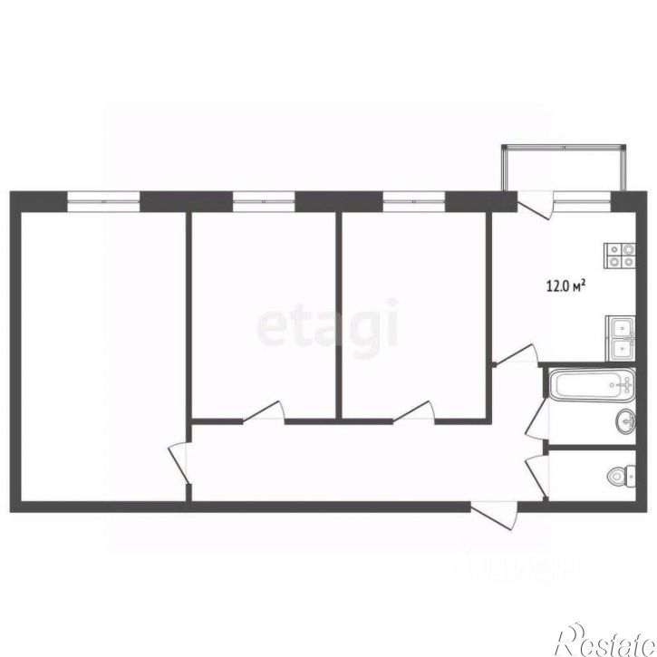 3-комн квартира улица Булгакова, 7,  д. 7