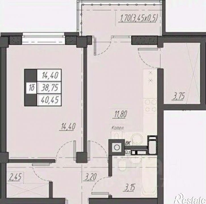 1-комн квартира улица Егоршина, 14А,  д. 14А