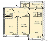 2-комн, 68 кв м, этаж 9/10 улица Ермолова, 28
