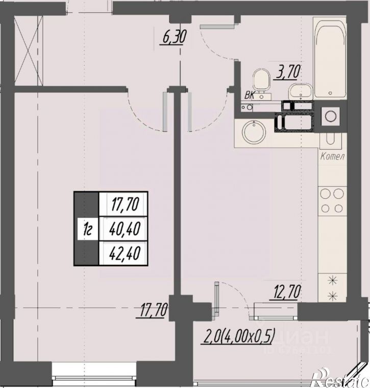 1-комн квартира в новом доме улица Егоршина, 7 к2,  д. 7 к2