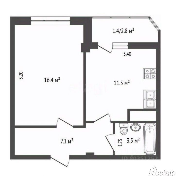 1-комн квартира улица Пальмиро Тольятти, 207,  д. 207