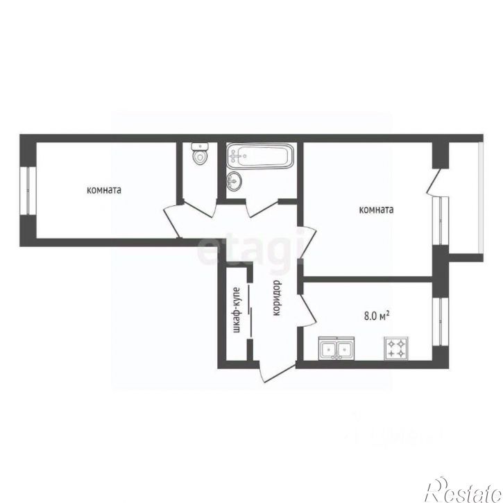 2-комн квартира Теплосерная улица, 103,  д. 103