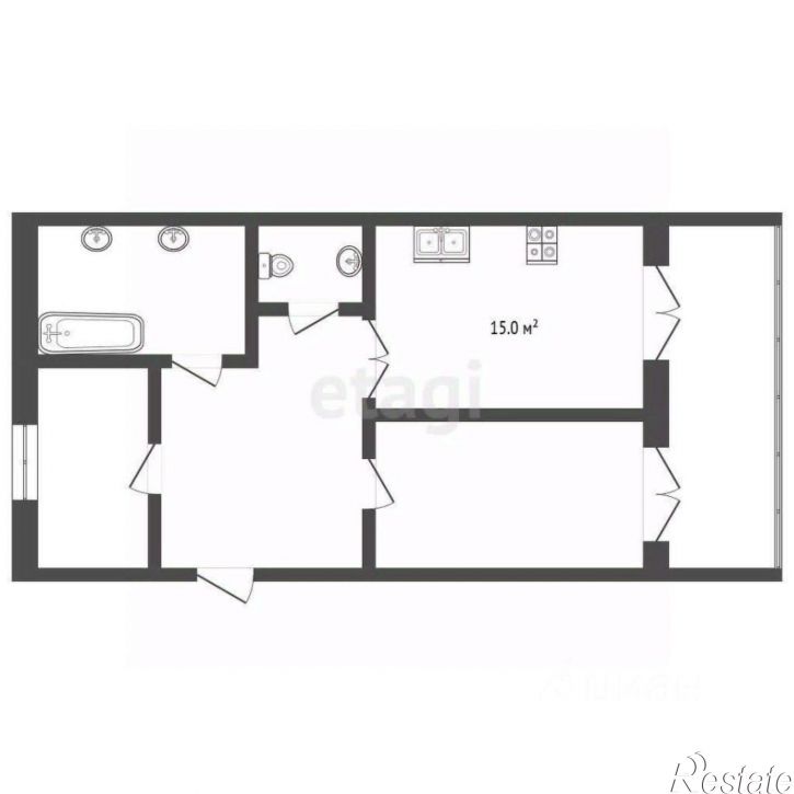 2-комн квартира улица Адмиральского, 2,  д. 2