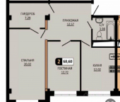 2-комн, 68кв м, этаж 3/10 ул Ермолова, 28