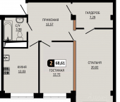 2-комн, 68 кв м, этаж 6/10 улица Ермолова