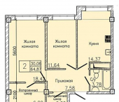 2-комн, 68 кв м, этаж 3/10 ул Ермолова, 28