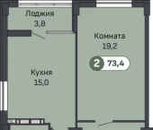 2-комн, 73 кв м, этаж 4/10 