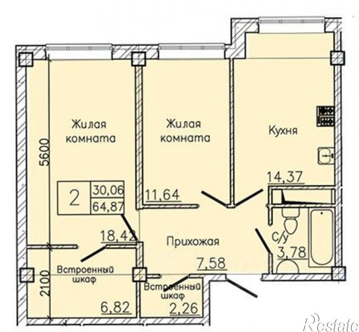 2-комн квартира в новом доме ул Ермолова, 28,  д. 28