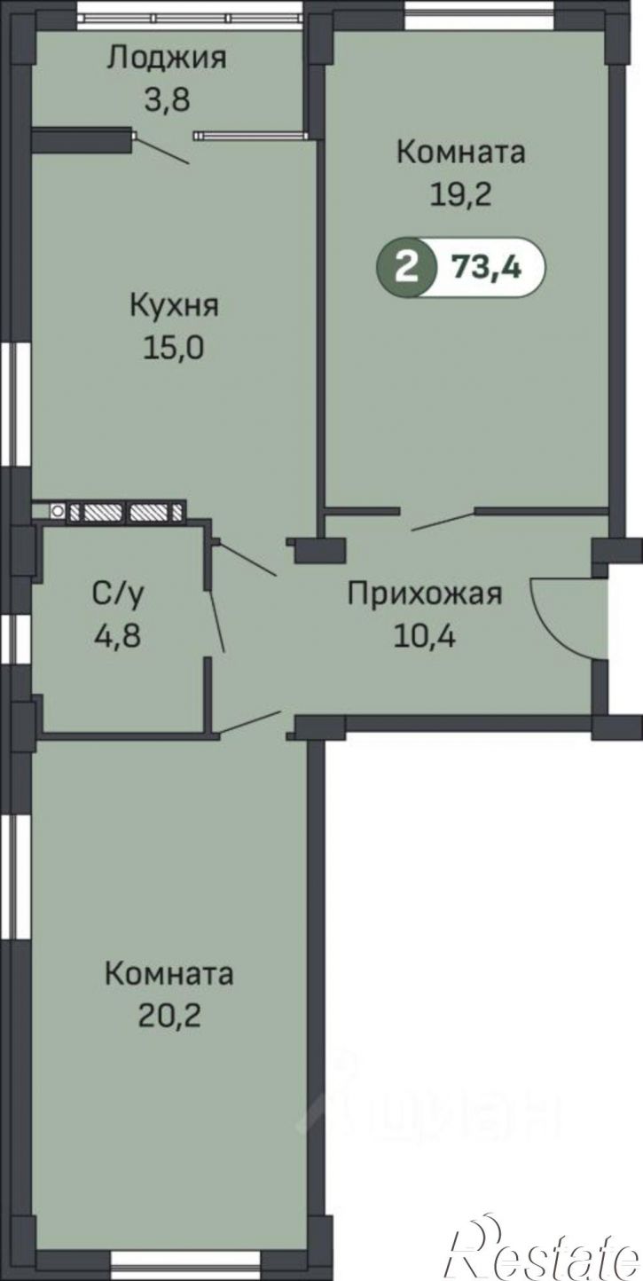 2-комн квартира в новом доме