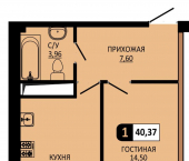 1-комн, 40 кв м, этаж 10/10 ул Ермолова, 28