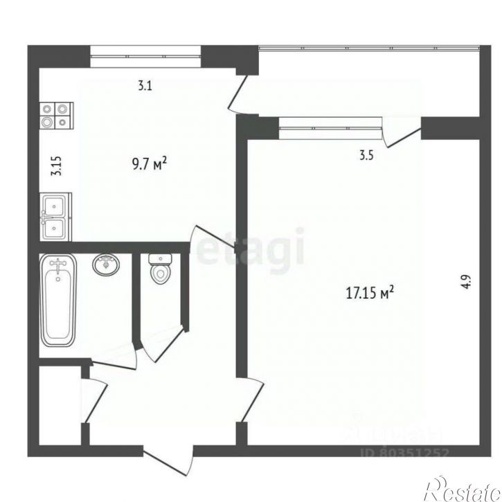 1-комн квартира ул Первая Бульварная, 20,  д. 20