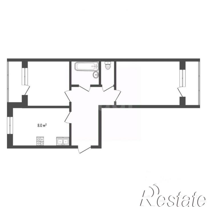 2-комн квартира улица Адмиральского, 2,  д. 2
