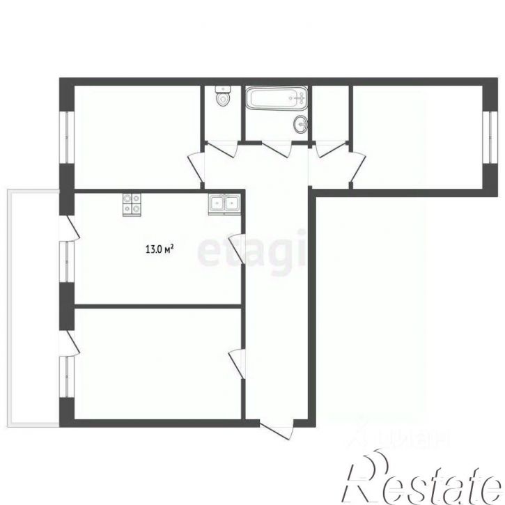 3-комн квартира улица Адмиральского, 2,  д. 2