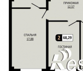 2-комн, 68 кв м, этаж 2/10 улица Ермолова, 28