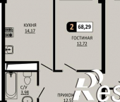 2-комн, 68 кв м, этаж 1/10 улица Ермолова, 28А