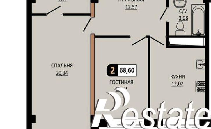 2-комн квартира в новом доме улица Ермолова, 28А,  д. 28А